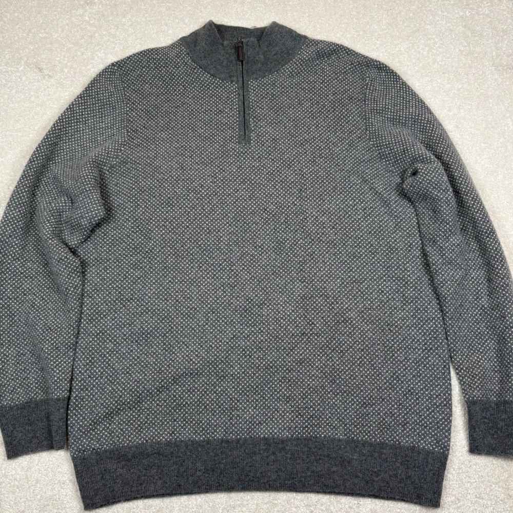 Daniel Hechter Paris Mens XL 2 Ply Cashmere Quarter Zip Pullover Sweater Gray
